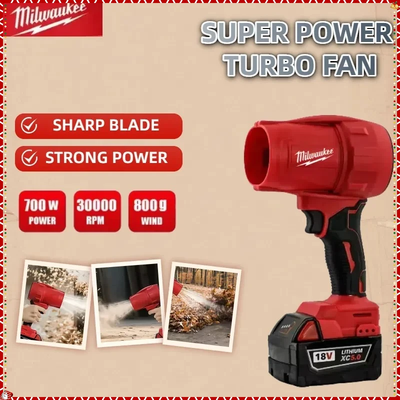 

Milwaukee 30000RPM Cordless Turbo Fan Handheld Violent Fan Brushless Air Blower Dryer Rechargeable Dust Blowing Tool