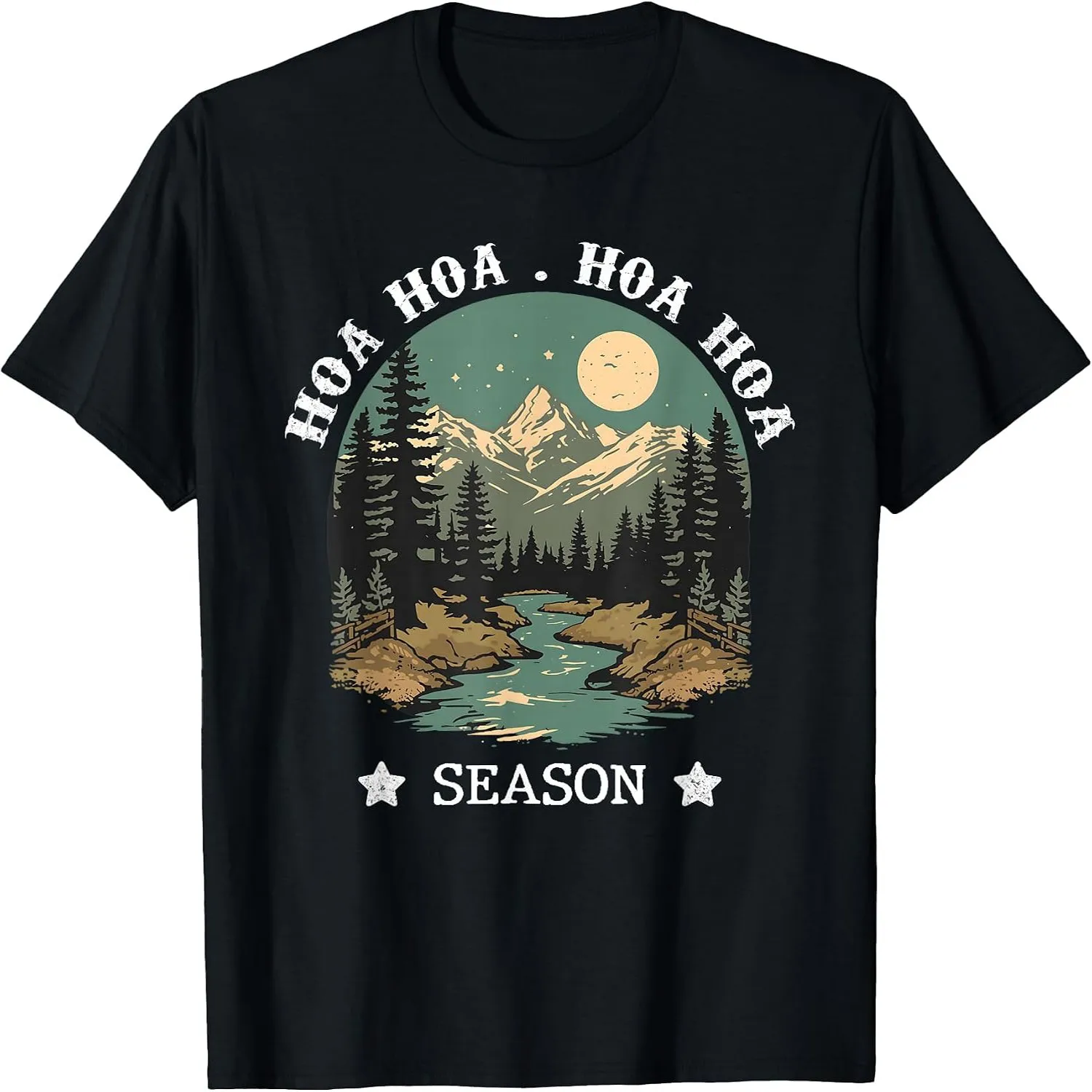 Hoa Hoa Season Retro Mountain Forest River Vintage Outdoor Camping Graphic T-Shirt