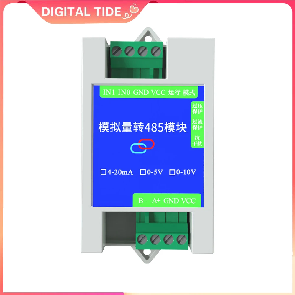 2 Channel Module 4-20mA 0-5V 0-10V High Immunity for Industrial PLC Control RS485 to Analog Output Converter