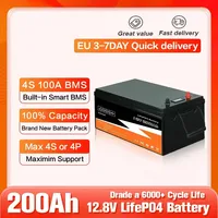 New 12V 200Ah 300Ah 100Ah LiFePO4 Battery Pack 24V 48V liFePO4 Battery Grade A Cells RV Golf Boat Off-grid Solar Energy EU STOCK
