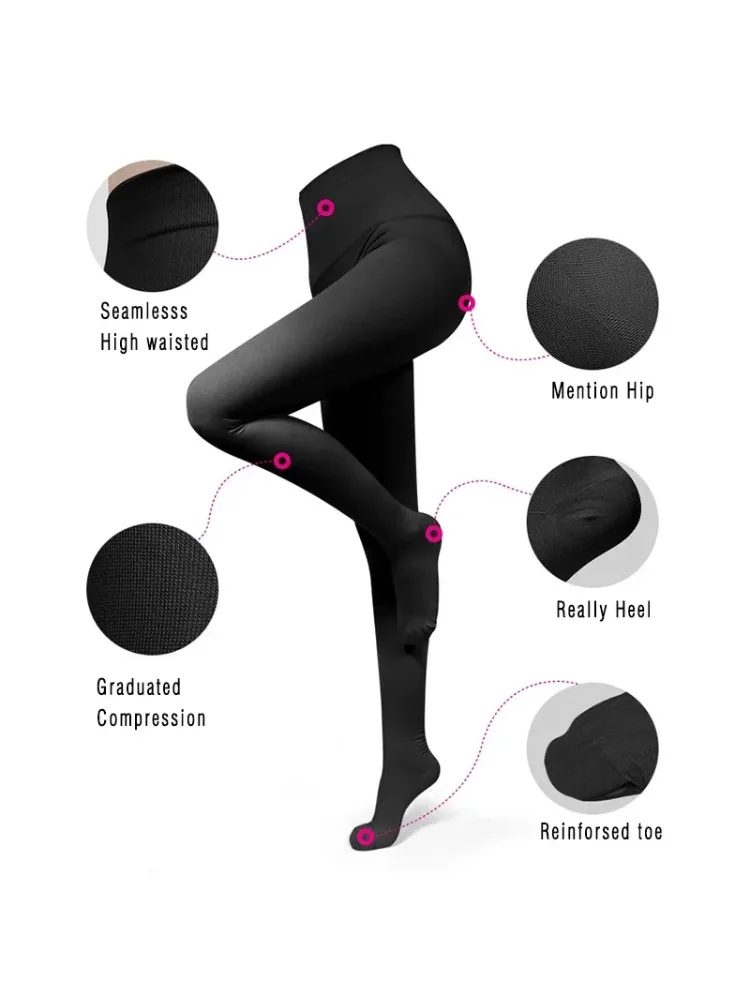 Medical Compression Pantyhose 20-30 MmHg Support Stockings for Varicose Veins plus Size Thigh Length