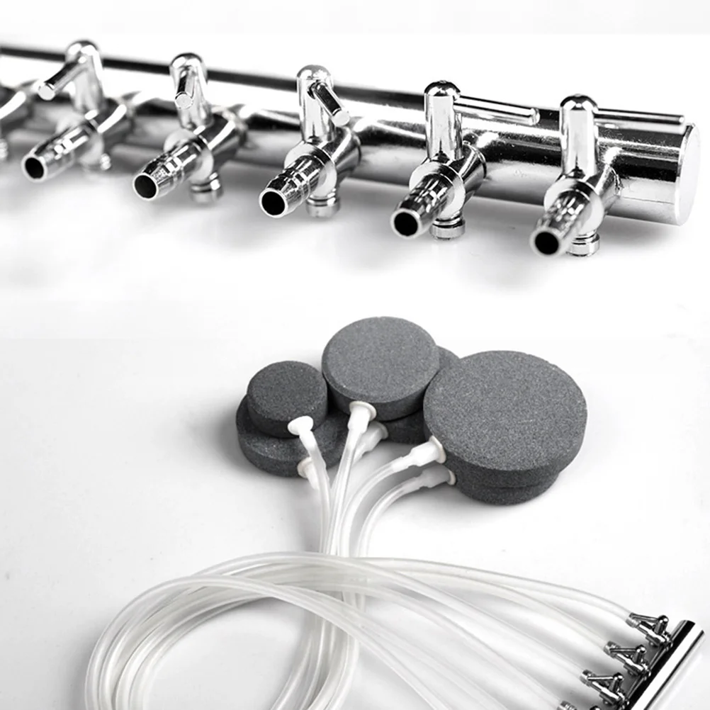 

6 Heads Stainless Steel Air Connector Straight Angle Inline Tubing for Aquarium Fish Tank Air Hose Extension Oxygen Distributor