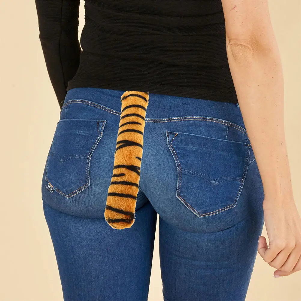 3Pcs Tiger Tail Costume Prop Versatile Sturdy Animal Role Play Accessory for Halloween Party Cosplay Carnival Kids Women Girls
