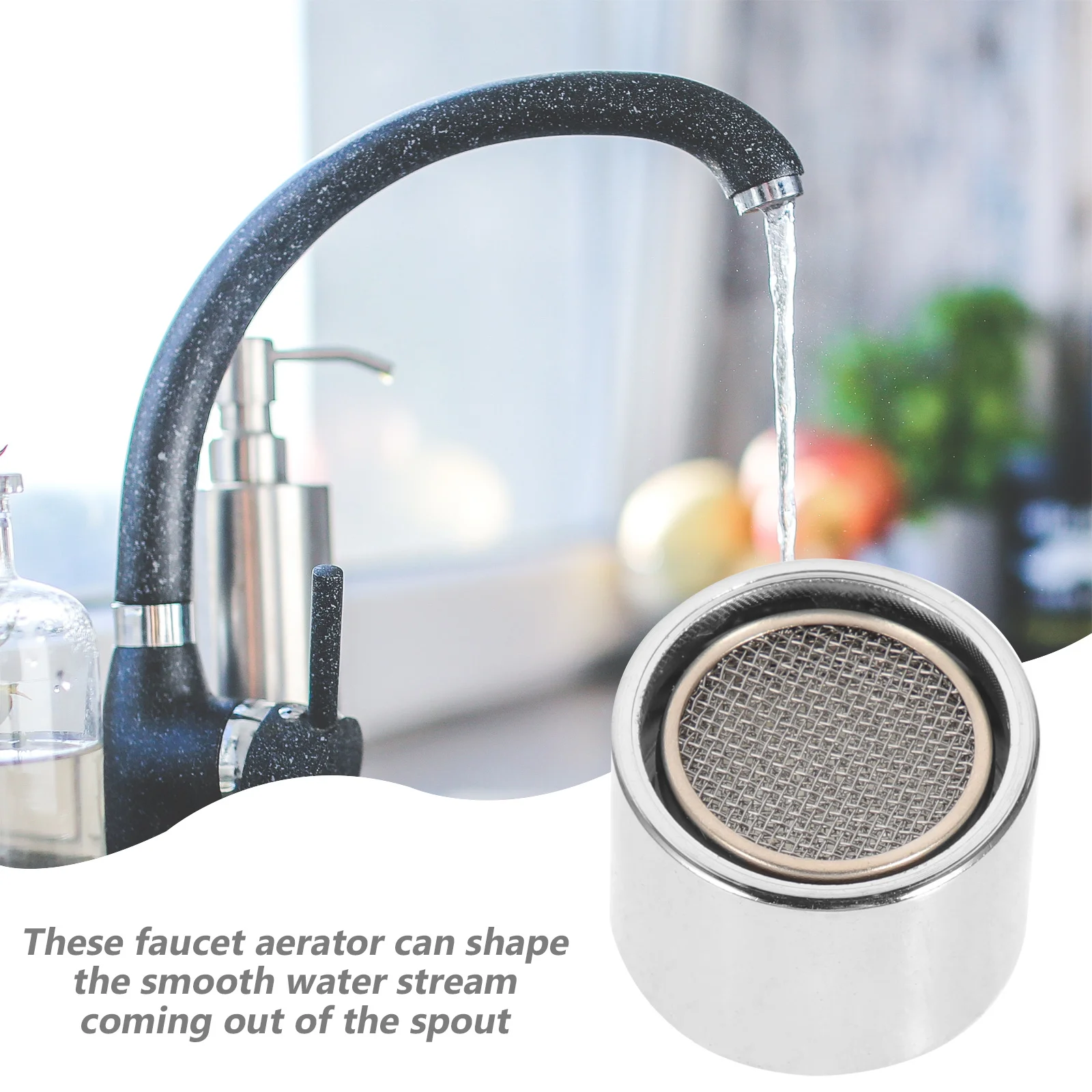 

1Set Stainless Steel Faucet Aerator Smooth Stream Splash Proof Kitchen Bathroom Sink Faucet Replacement Adapter