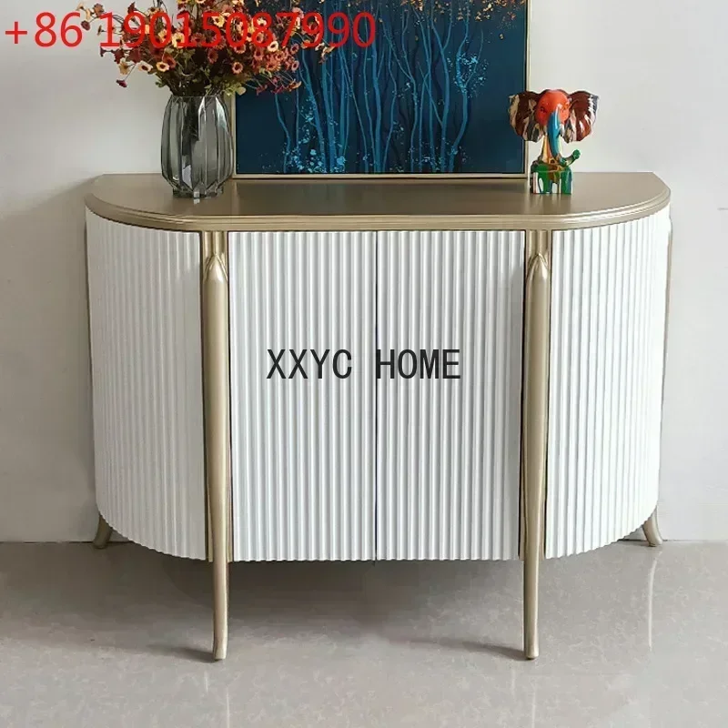 American Light Luxury Solid Wood Entrance Cabinet Modern Minimalist Entry Door Hall Cabinet Storage Curio Cabinet