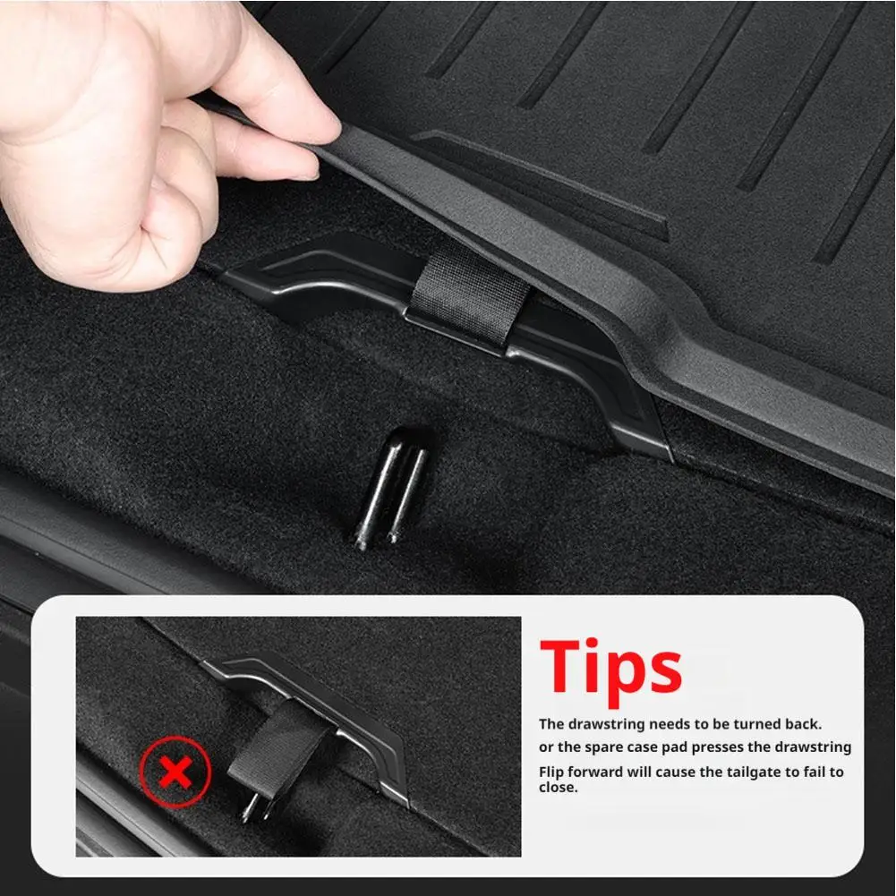 Tesla Model Y Juniper 트렁크 보조 리프팅 핸들 로프 풀 스트랩 DrawString 액세서리 용 2Pcs 트렁크 리드 핸들 블랙