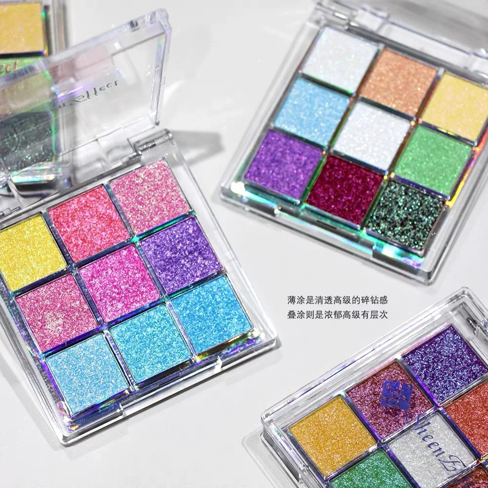 Sheeneffect 9 Color Eyeshadow Plate Chameleon Delicate And Shimmer Eyeshadow Chrome High End makeup Cosmetics