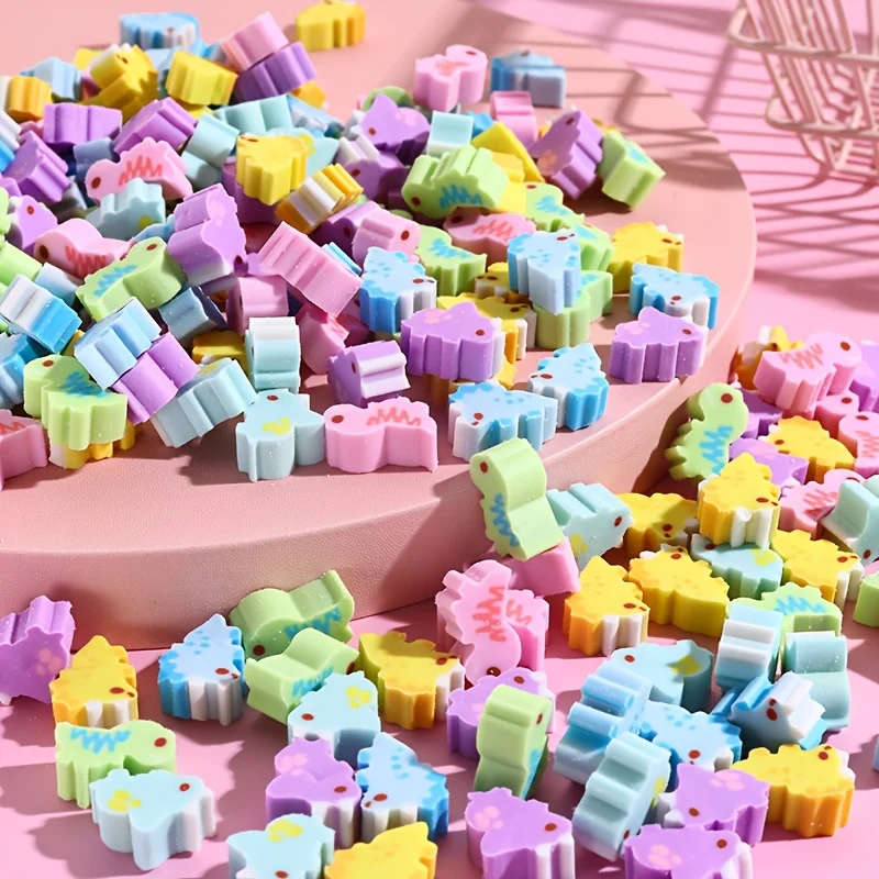 50Pcs Mini Dinosaur Erasers, Pencil Erasers for School Rewards & Party Favors