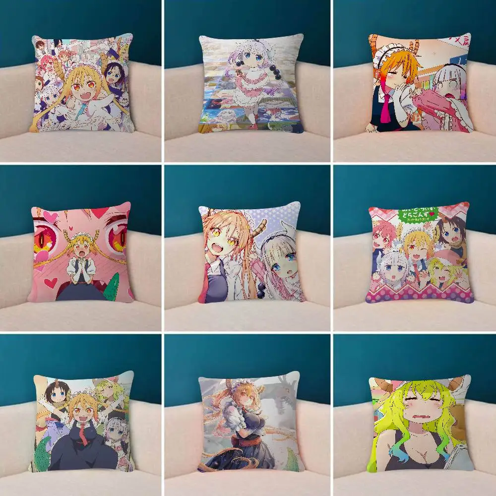 Anime Miss Kobayashi's Dragon Maid Cushion Office Cushion Pillowcase Car Cushion Cover45X45CM Lumbar Sofa Pillowcover