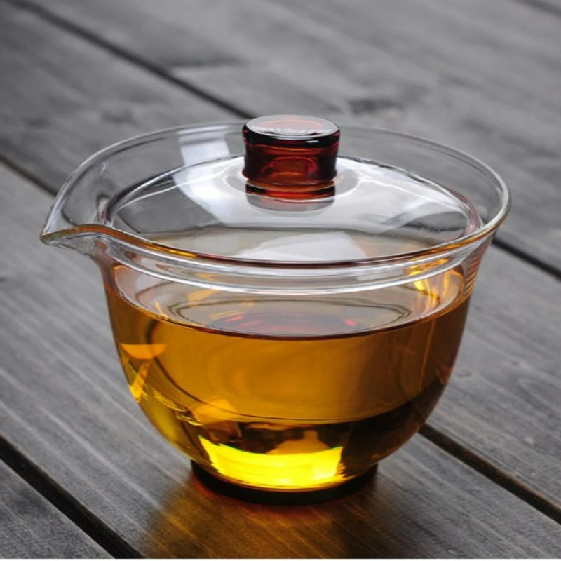 Creative Glass Gaiwan Tea Heat-resistant Proof High Temperature Kungfu Tea Set Cover Bowl Tea Bowl Household Teaware Accessories