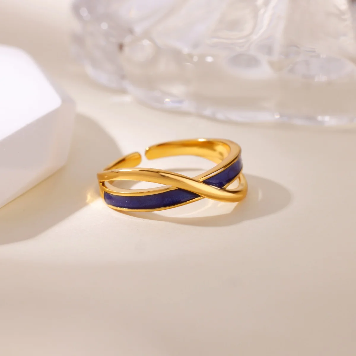 Stainless Steel Hug Snake Rings for Women 18K Gold Plated Geometric Wave Ring Hypoallergenic Waterproof Jewelry Gifts