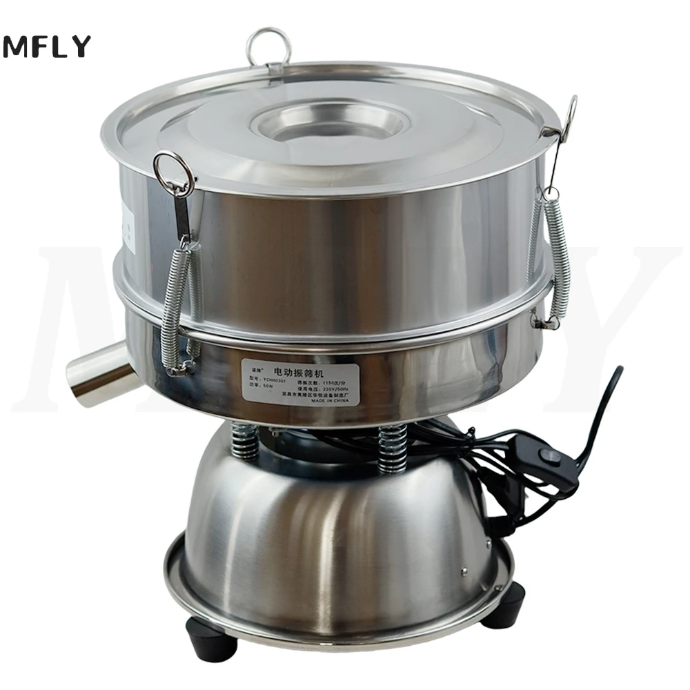 220V Electric Stainless Steel Screening Machine Powder Vibrating Sieving Machine Lab Sieve Shaker Vibrating Screen 30CMx10CM