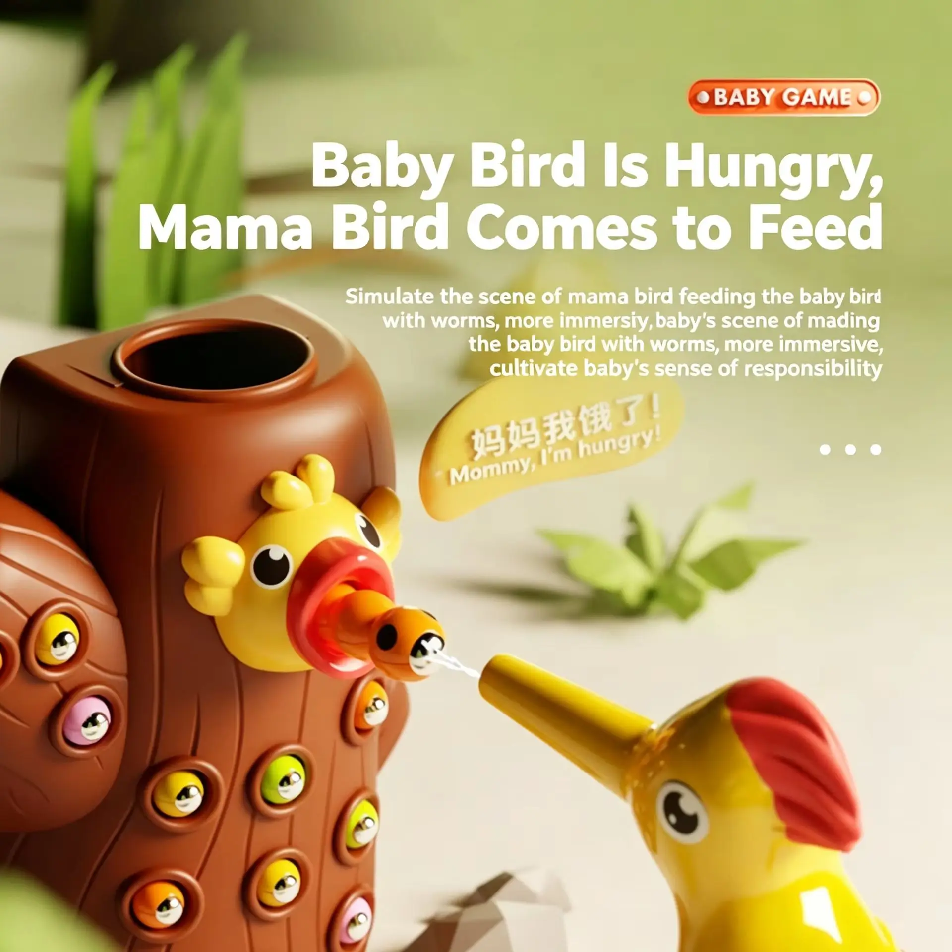 Woodpecker Toys Fishing Catching Insects Small Game Bird Catching Insects Magnetic Puzzle Early Education Training Exercise Toys
