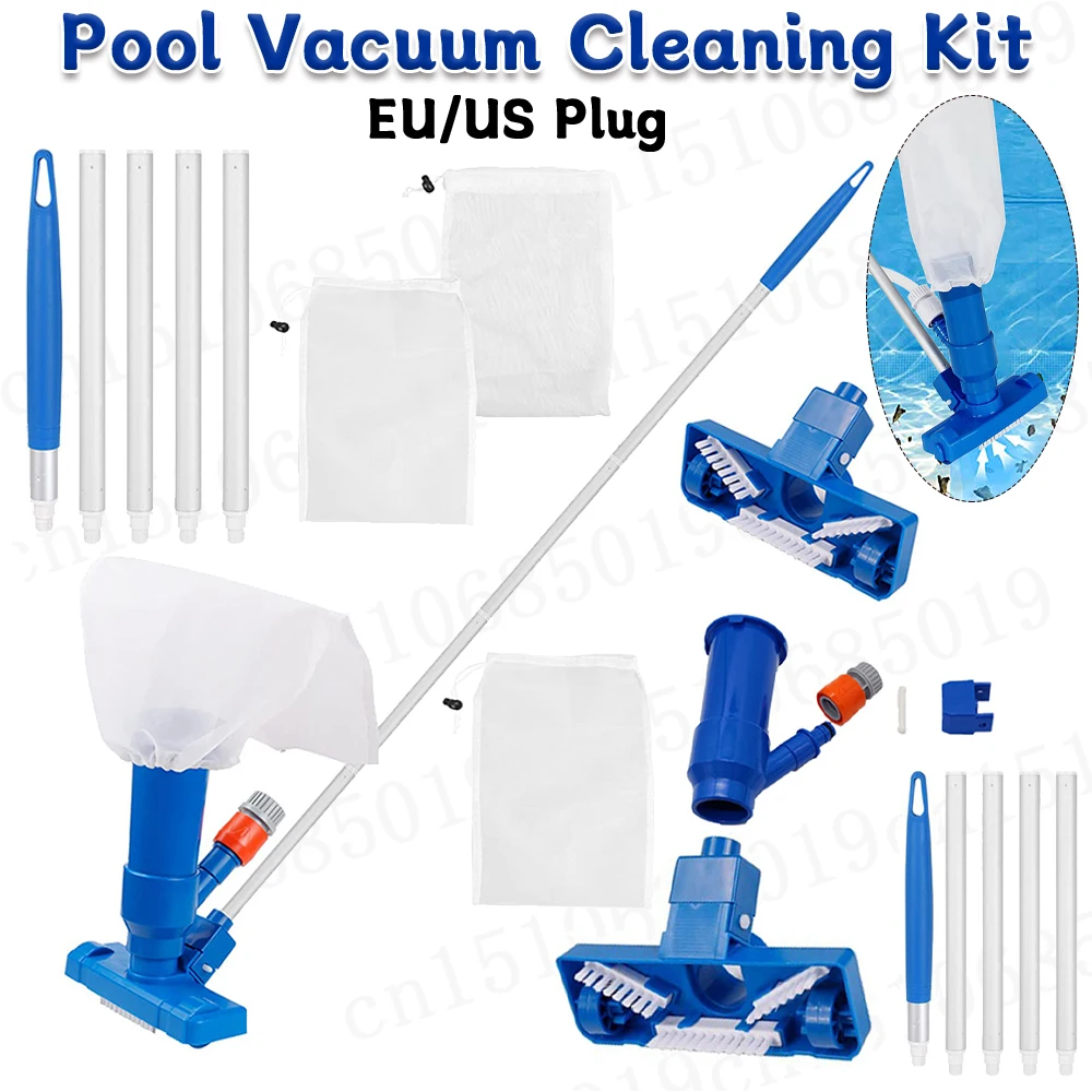 EU/US Standard Pool Vacuum Cleaning Kit Pool Cleaner Brush with Handle Disinfection Suction Head Filter for Swimming Pool