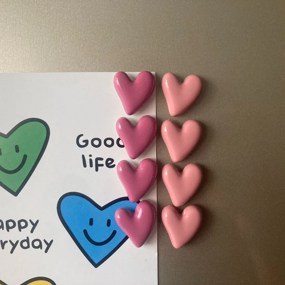 7pcs Heart-Shaped Plastic Fridge Magnet Set, Decorative Refrigerator Magnets for Kitchen, Office and Home Decor,Valentine's Day