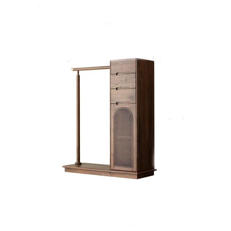 

Simple solid wood modern bedroom multi-functional hanger, North American black walnut floor-to-ceiling drawer cabinet