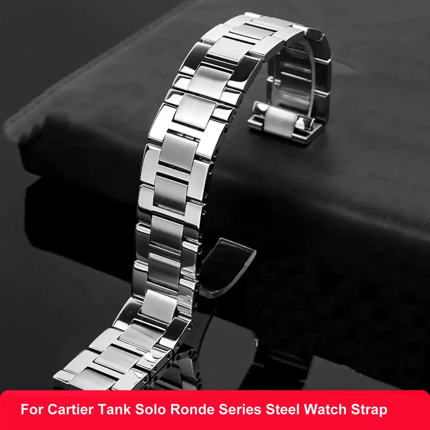 

For Cartier Tank Solo Ronde Series Steel Watch Strap Watchchain W5200014 Men Women Flat Interface 16mm 18mm 20mm 23mm Watch Band