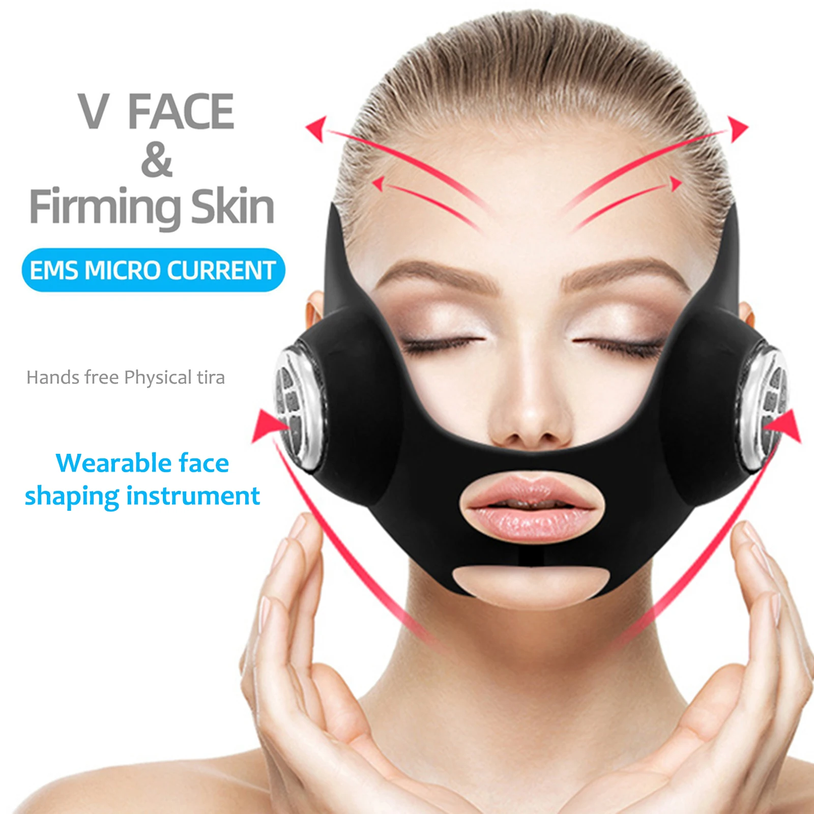 NUOVO Mento a forma di V Lifting Stringere Maschera facciale elettrica EMS Microcorrente Vibrazione Antirughe Cura della pelle Strumento di massaggio del viso