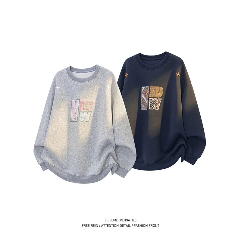 

Пара весенне-осенних модных трендовых толстовок с капюшоном для бега и фитнеса, удобная дышащая толстовка с круглым вырезом и вышивкой