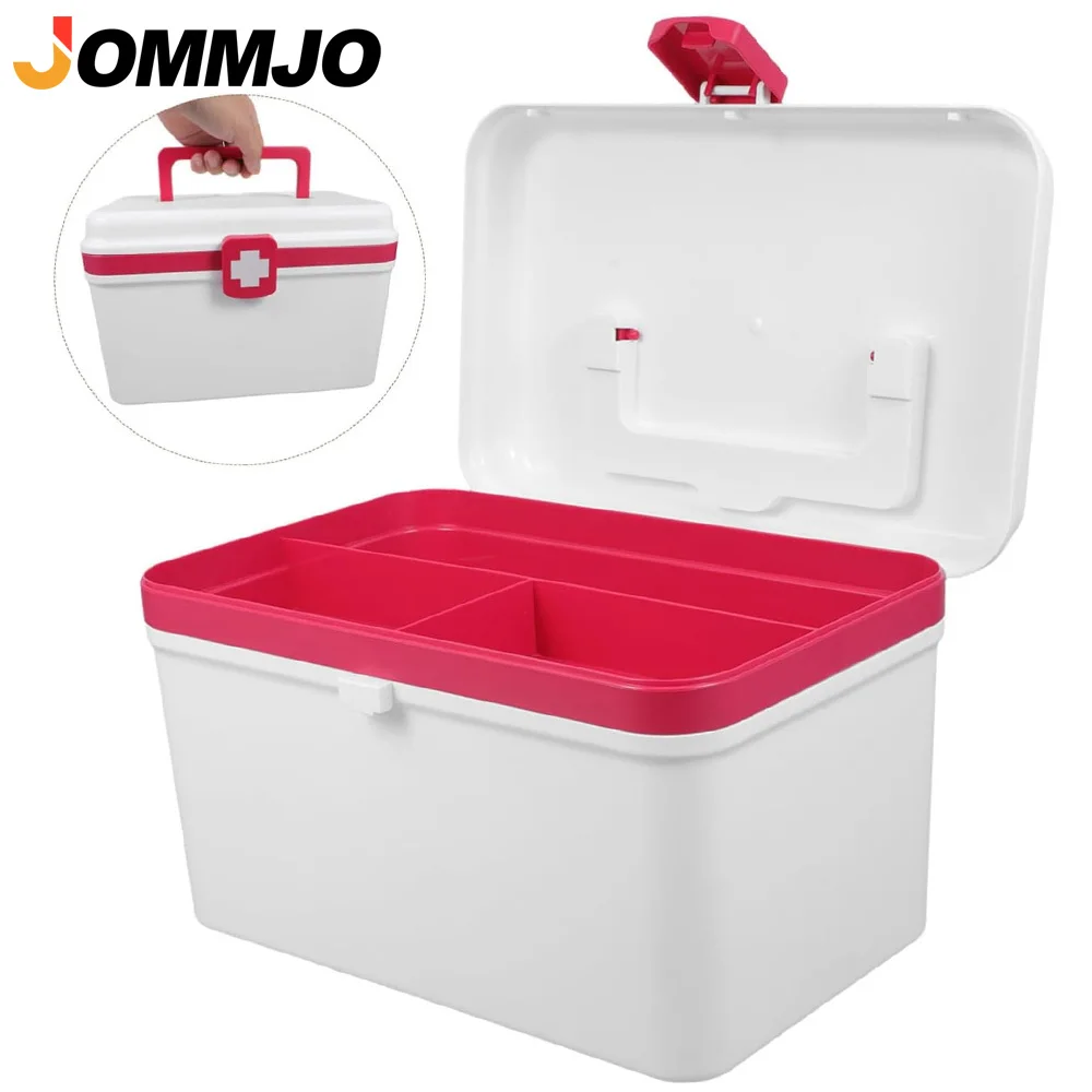 

1PCS Extra Large Medicine Storage Box with Handles, First Aid Organizer with Removable Tray for Medical Supplies