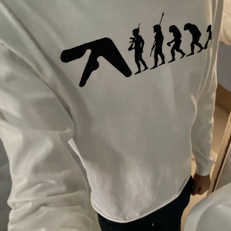 Aphex Twin Men's T-Shirt Cotton Autumn Graphic Oversized Aesthetic Korean Fashion Long Sleeve Tops Tees Y2k Streetwear Clothing image 5