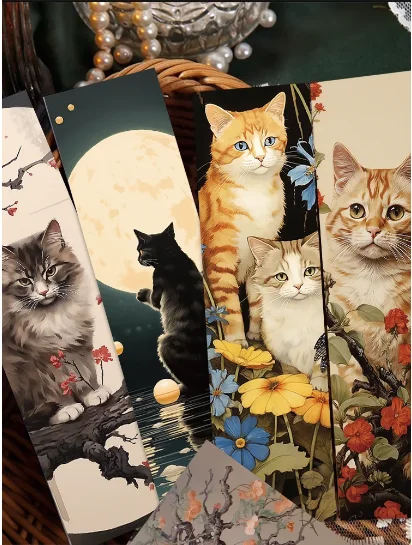 30 stücke Japanische Katze Lesezeichen Cartoon Niedlichen Tier Dekoration Lesen Seite Mark Buch Halter Student Lieferungen Nachricht Karten ﻿