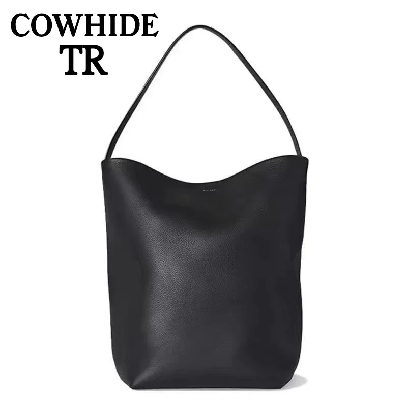 

Women Luxury Leather Tote Bag TR Bucket Bags Leather Classic Lychee Pattern Large Capacity Shoulder Bag Solid Color Handbag