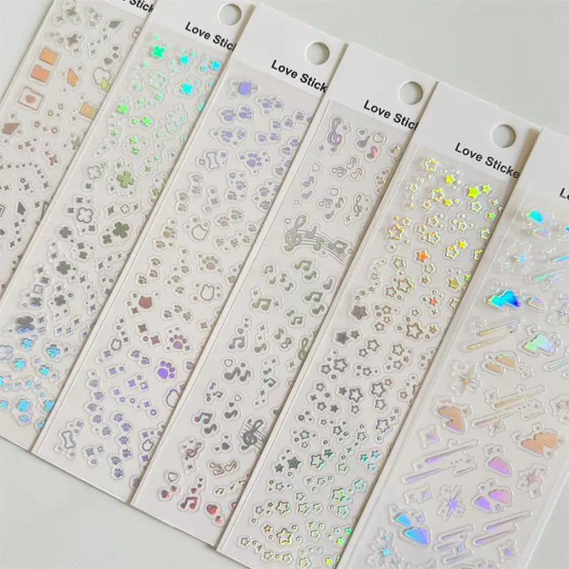 Laser Sticker 5.5 * 17cm Creative 6 Pattern Types Durable Unique Laser Cut Adhesive Decal Music Theme Stationery Sticker