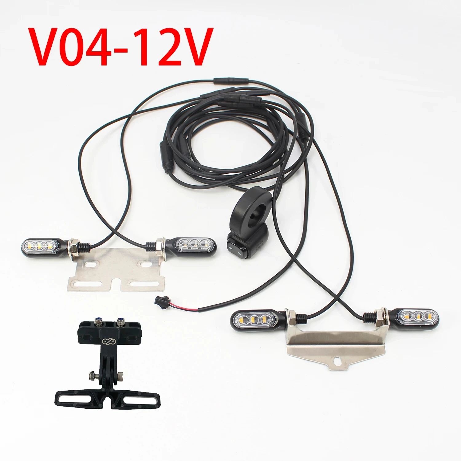 Universal V04 12V to 72V Wide Voltage Waterproof LED Flashing Indicator Light Turn Signal Switch Kit for E-Bike/Scooter