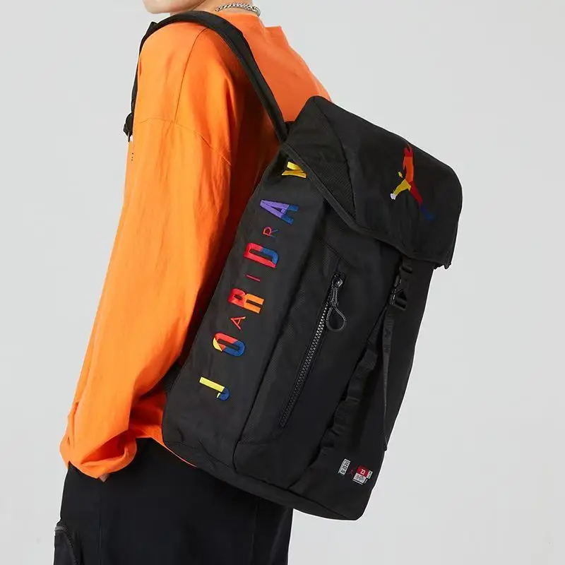 Jordan Colorful Jumpman Logo Backpack, Basketball Bag, Laptop Bag, School Bag, Unisex, Large Capacity, Casual Sports, Polyester (Polyester Fiber) Jd2143027Gs-001