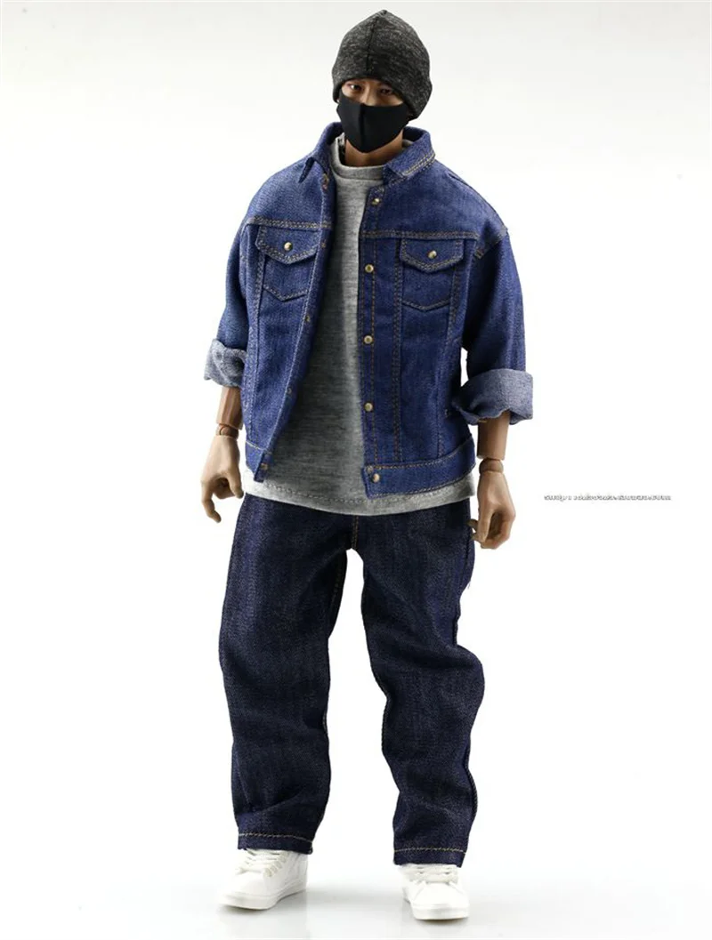 1/6 Scale Men's Tooling Shirt Loose Multi-pocket Denim Top Jacket Coat Pant Trousers Clothes Model For 12Inch Male Action Figure