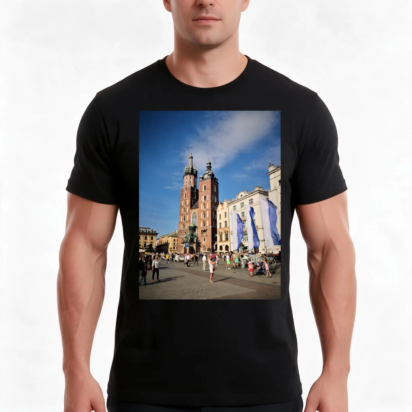St. Mary's Basilica T-Shirt, Summer Casual Cotton Tee, Oversized Streetwear Tops, Vintage Graphic Print, Loose Fit Short Sleeve