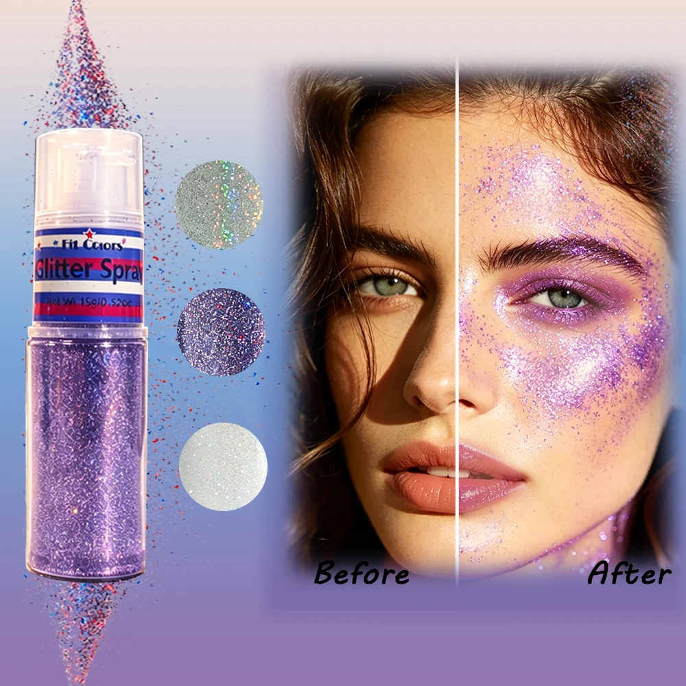 Shimmer Glitter Spray -Quick Application Dazzling Sparkle Spray for Hair, Face & Body, Perfect for Parties & Festivals