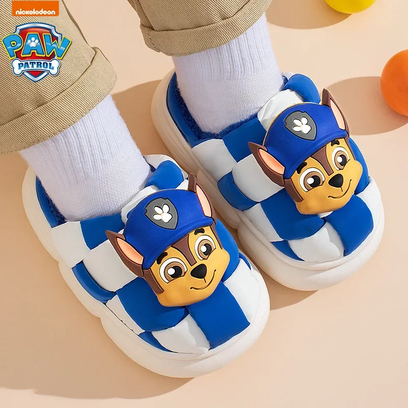 Paw Patrol antypoślizgowe dziecięce pluszowe kapcie Cute Cartoon miękka podeszwa klapki japonki dla dzieci dziewczyny chłopcy kryty ciepłe domowe