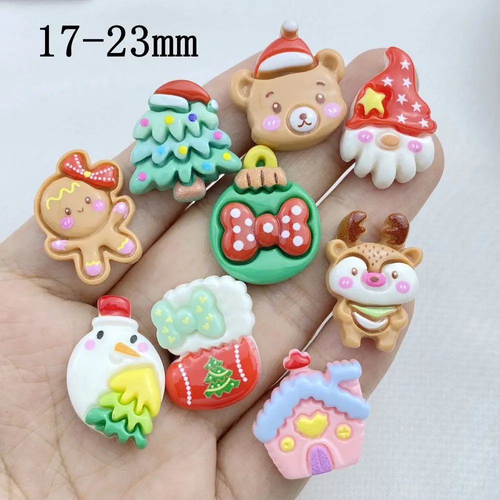 10Pcs Cartoon Resin Cute Christmas Series Flat Bottom Scrapbook Diy Jewelry Hair Clips Phone Case Ornament Accessories