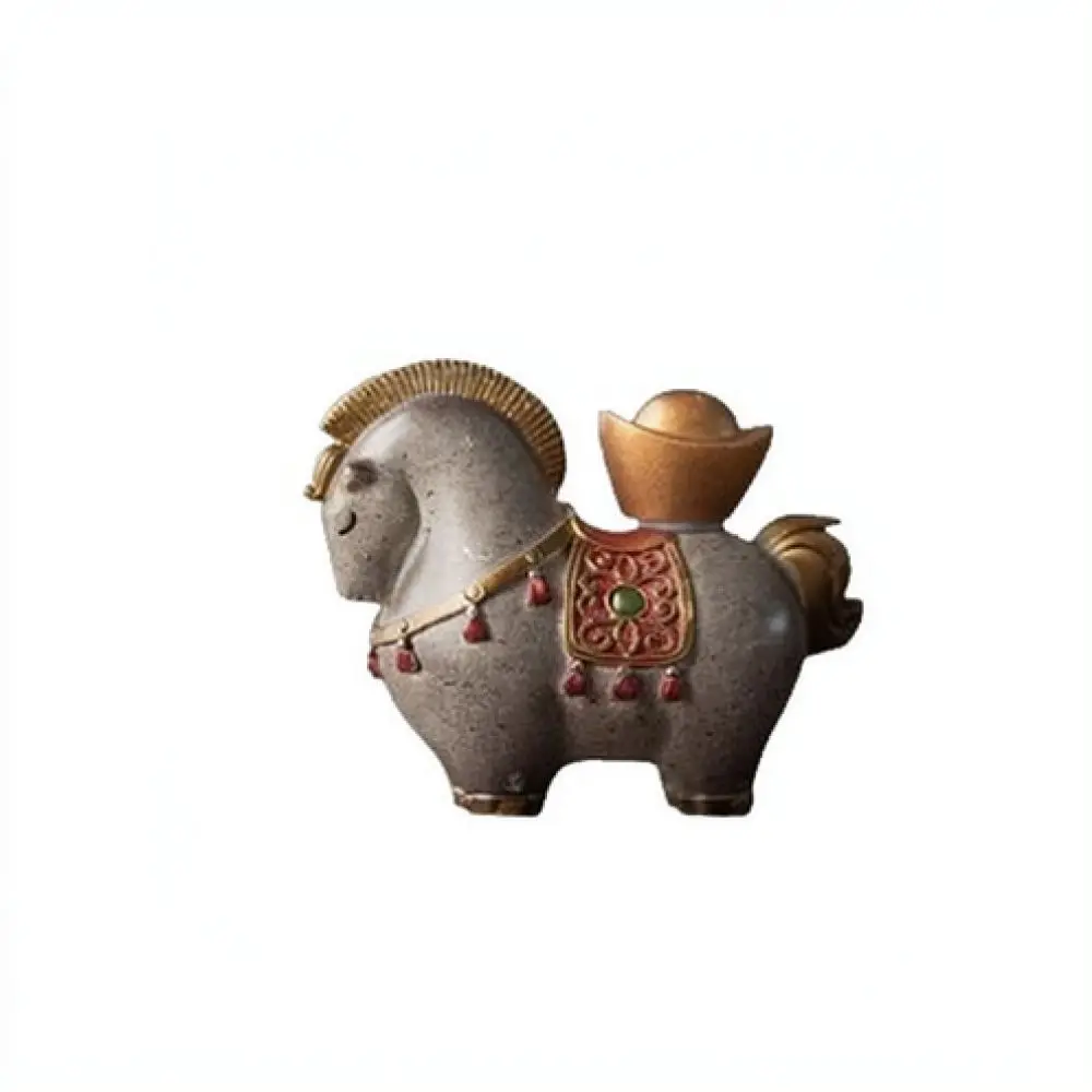 Resin Tang Horse Tea Pet Statue Heat Sensitive Color Changing Figurine Chinese Wealth Fortune Symbol Office Ornament