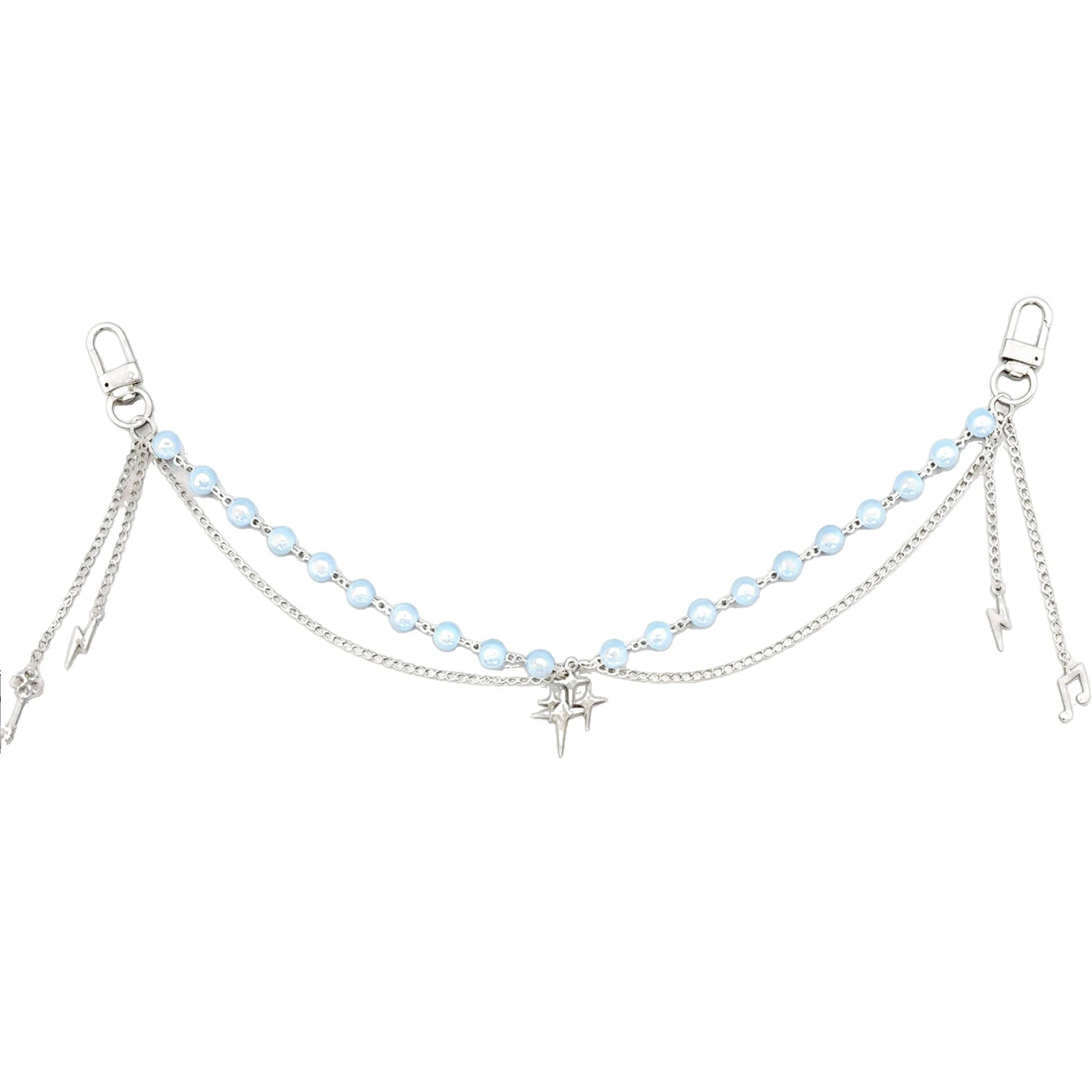 Highlight Beads Detachable ITA Bag Double Chain Star Heart Pendant DIY Bag Decorative Chain Pain Bag Charm Fashion Waist Chain