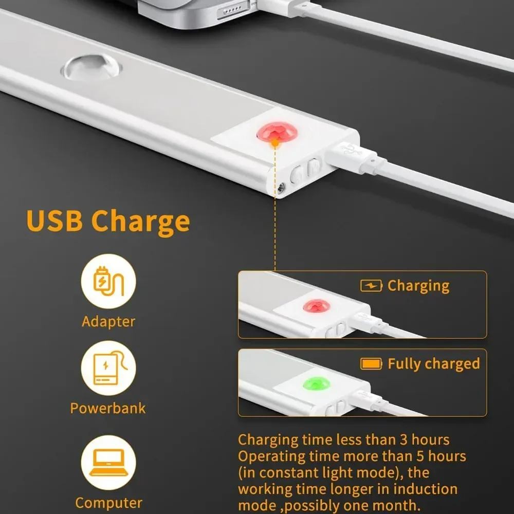 Xiaomi Night Light With Motion Sensor Rechargeable USB LED Strip Lights For Bedroom Bedside Table Kitchen Cabinet Lamp