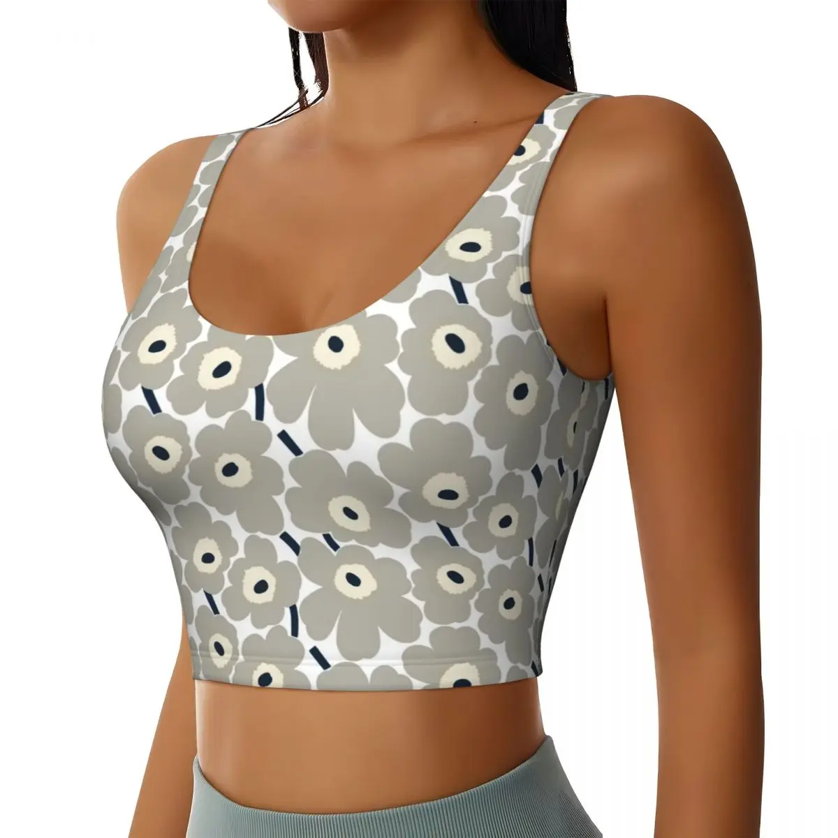 Custom Little Poppy Print High Impact Sports Bras Women's Fashion Modern Style Seamless Workout Running Crop Tank Tops