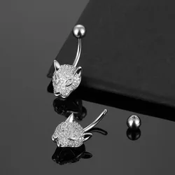 New Animal Shape Navel Ring Navel Nail Leopard Full Inlay Stone Fake Belly Piercing Fake Septum Piercing