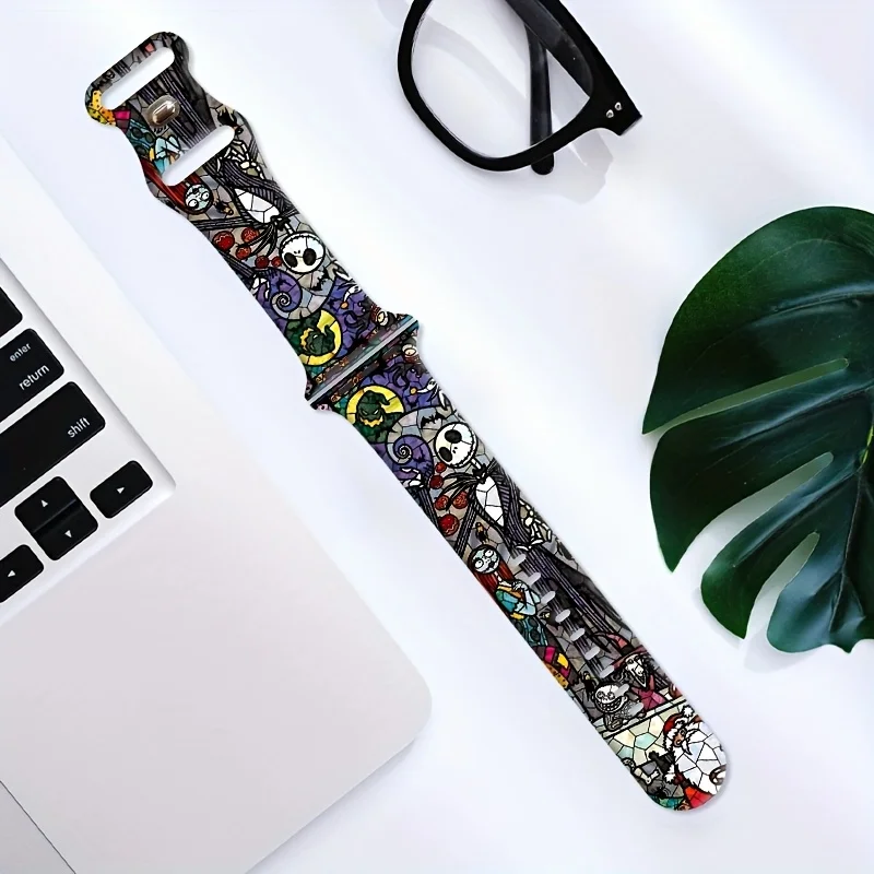 

Colorful glass Disney classic character silicone band, suitable for the full range of sports replacement straps for Apple Watch