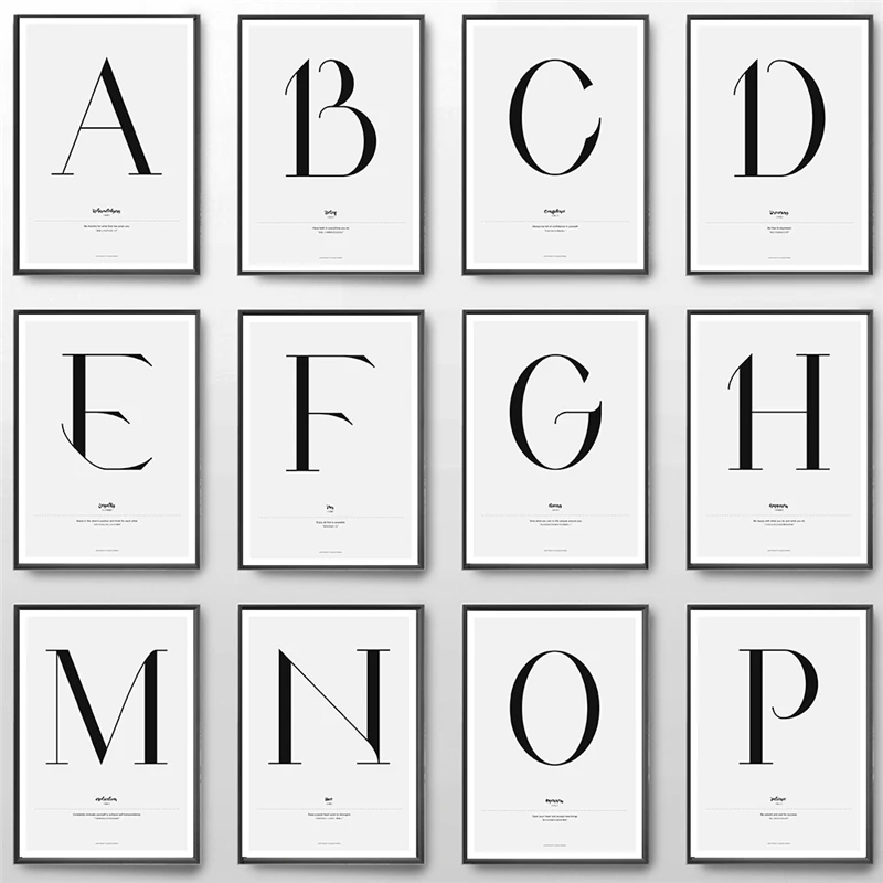 English Alphabet Wall Art Poster Inspirational Slogan Positive Letter Canvas Painting Educational Picture For Living Room Decor