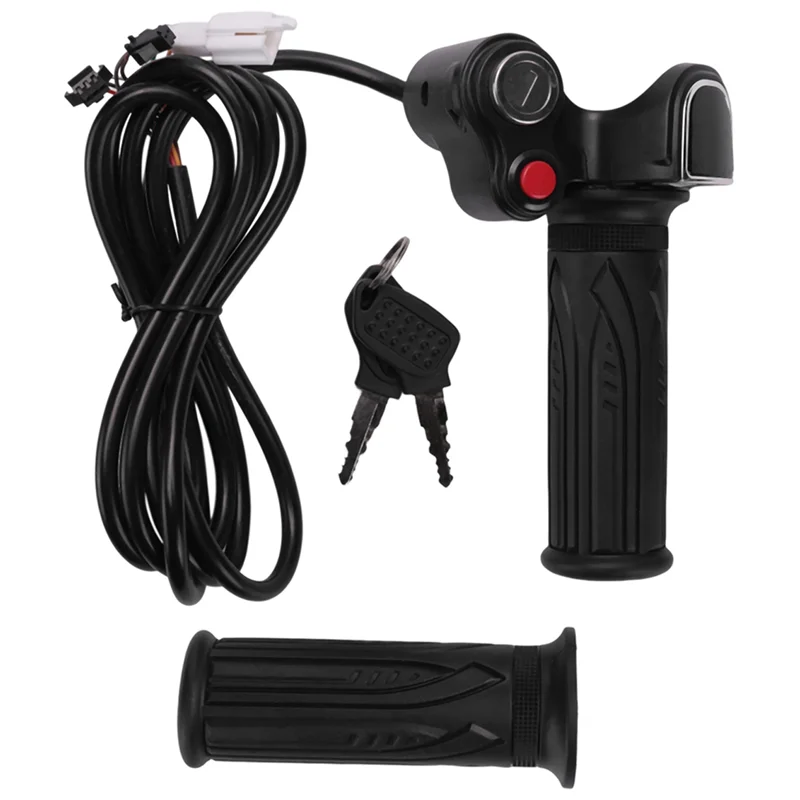 【Must-Haves】2X 60V Gas Handle Twist Throttle With Battery Indicator&Latching Switch&Lock/Key Electric Scooter Bicycle MTB Part