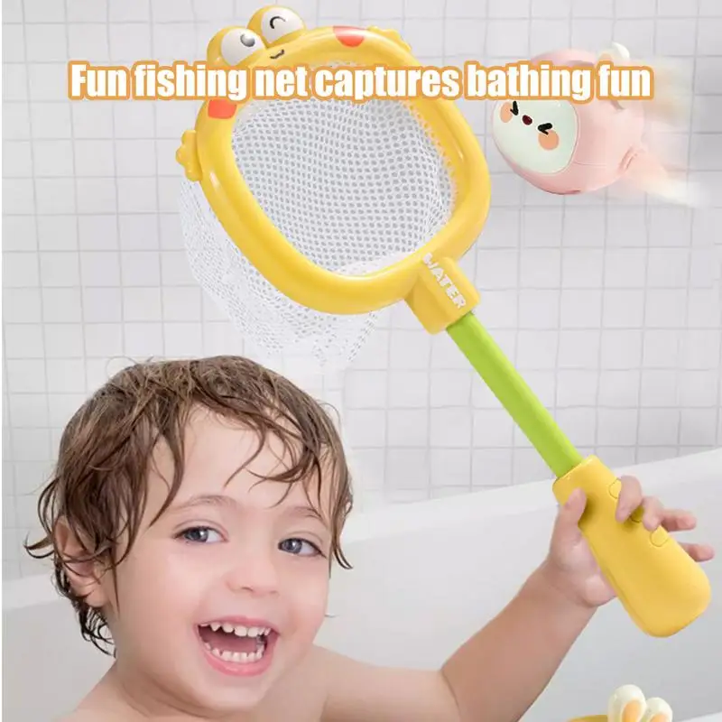 Fish Bath Toys Cartoon Animal Fishing Game Bath Fishing Toys Interactive Game Duck Rabbit Educational Toys With Fishing Net