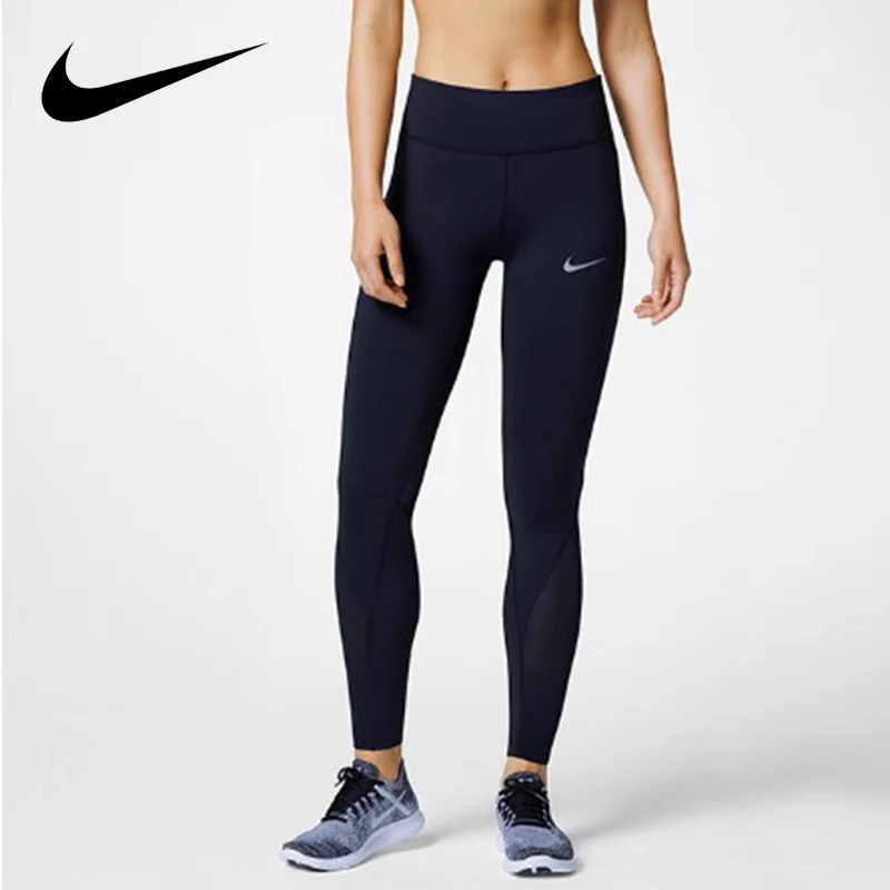 Original Nike Leggings Women\'s High Stretch Running Fitness Yoga Training Leggings Sports Quick Dry Nine-point Pants 889562-010