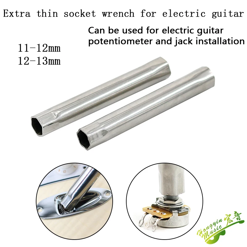 HUATOOL Steckschlüssel aus Edelstahl für E-Gitarren-/Bass-Potentiometer (POT) Muttern / Ausgangsbuchsenmuttern – Detail 1