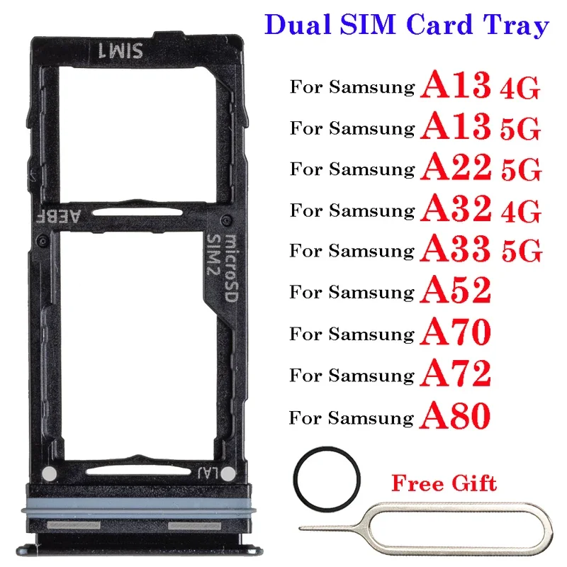 Dual SIM card holder tray micro nano SIM card adapter socket chip slot for Samsung Galaxy A13 A22 A32 A33 A52 A70 A72 A80