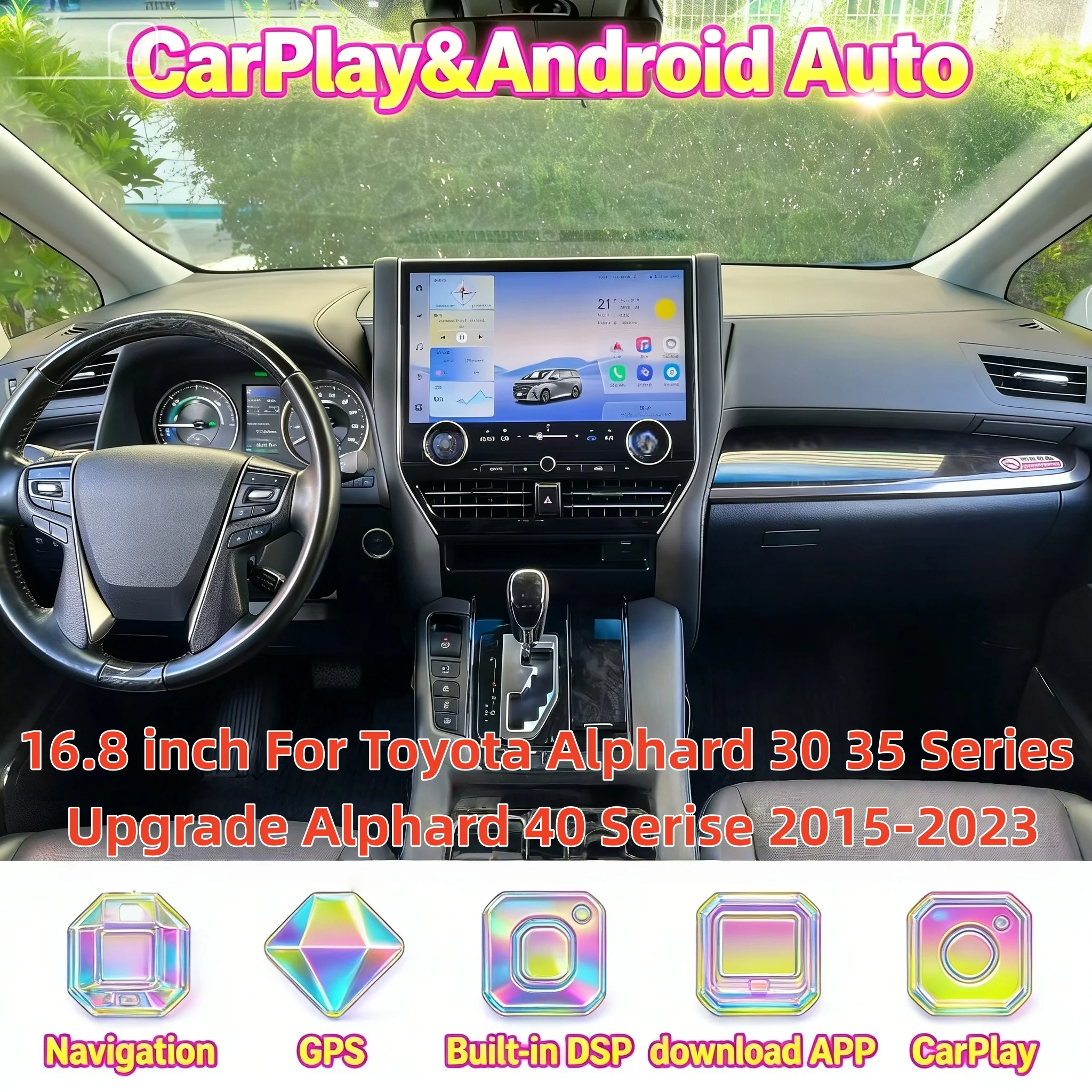 

Multimedia Android Video Player For Toyota Alphard 30 35 Series Upgrade Alphard 40 Serise 2015-2023 Wireless CarPlay Stereo 4G
