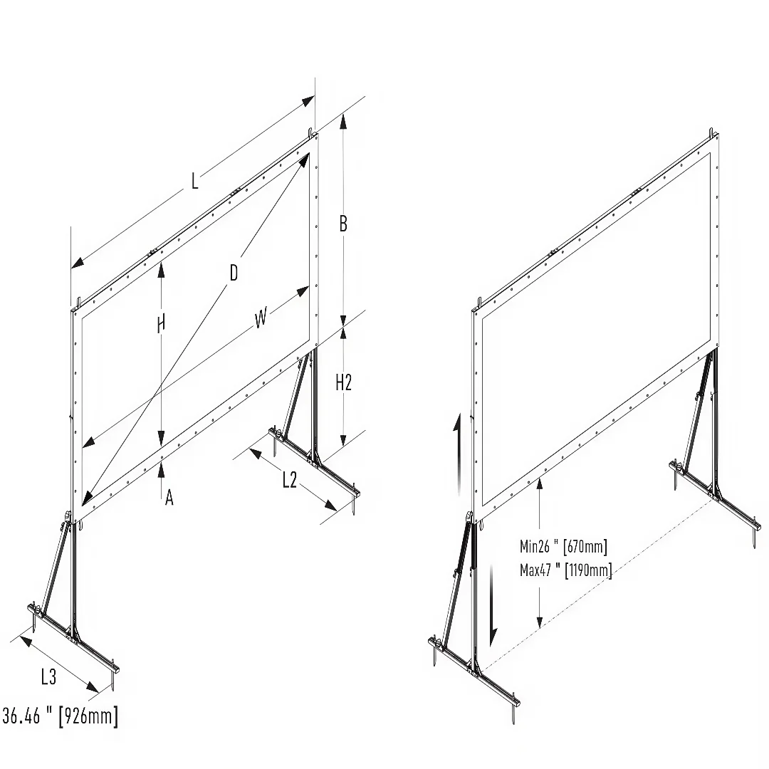 

OMS120H2 Yard Master 120 Diag 16:9 HDTV Cinema White Portbale Fast Folding Projection Screen