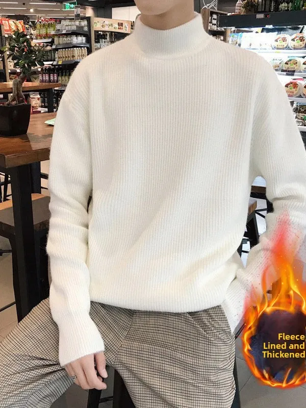 

Осенне-зимний мужской свитер Thi Warm Knitted irt Slim Fit Youth Sle Korean Trending Faion Regular Sve Long Coat